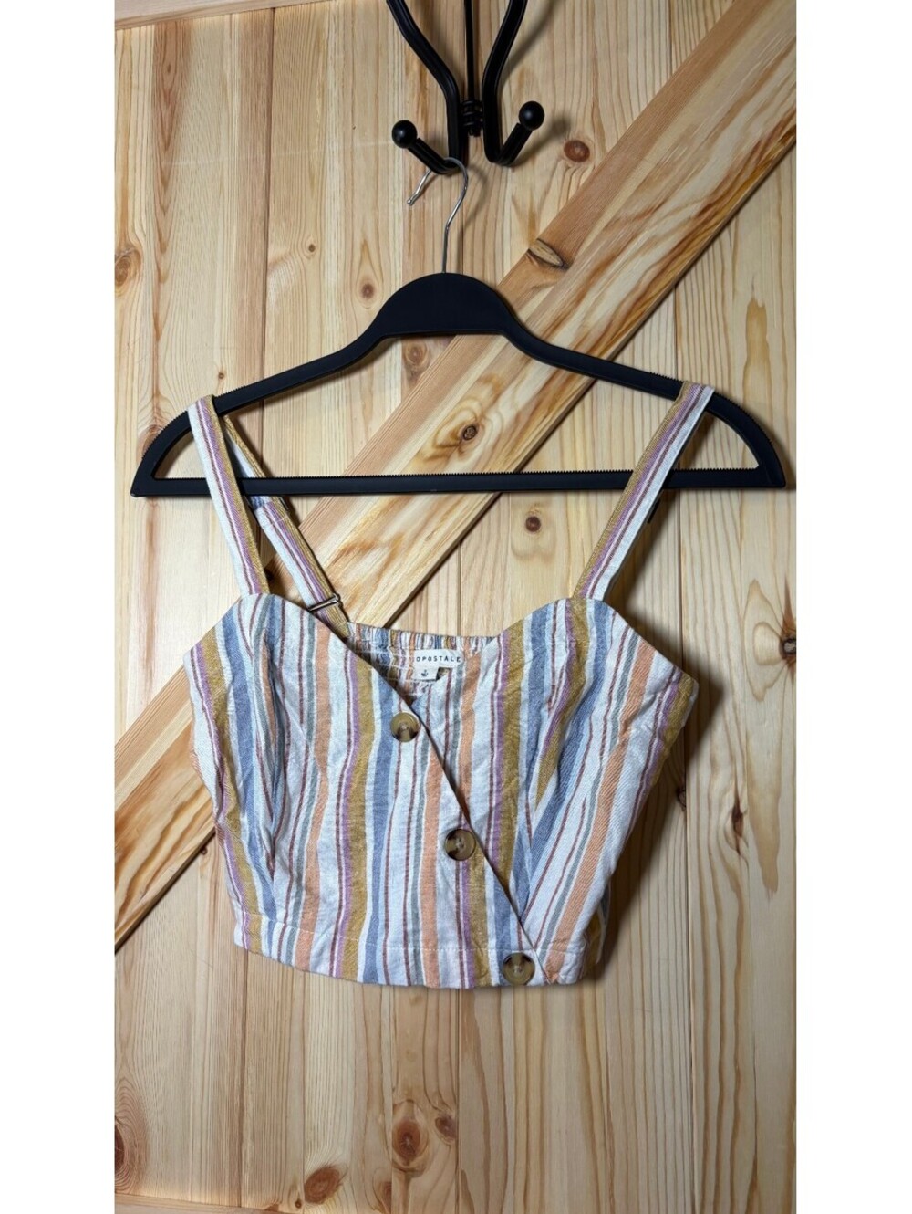 Aeropostale Striped Button Front Crop Top in Size Small